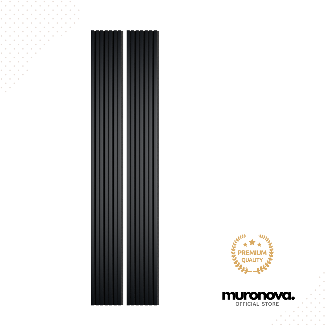 MURONOVA | Black Pure | Acoustic Wood Wall Panels | Soundproof Slat Wall Paneling | Decorative 3D Wall Panels | wall panels for interior wall decor | wall decor living room (2 pack of 94.5" x 11.2")