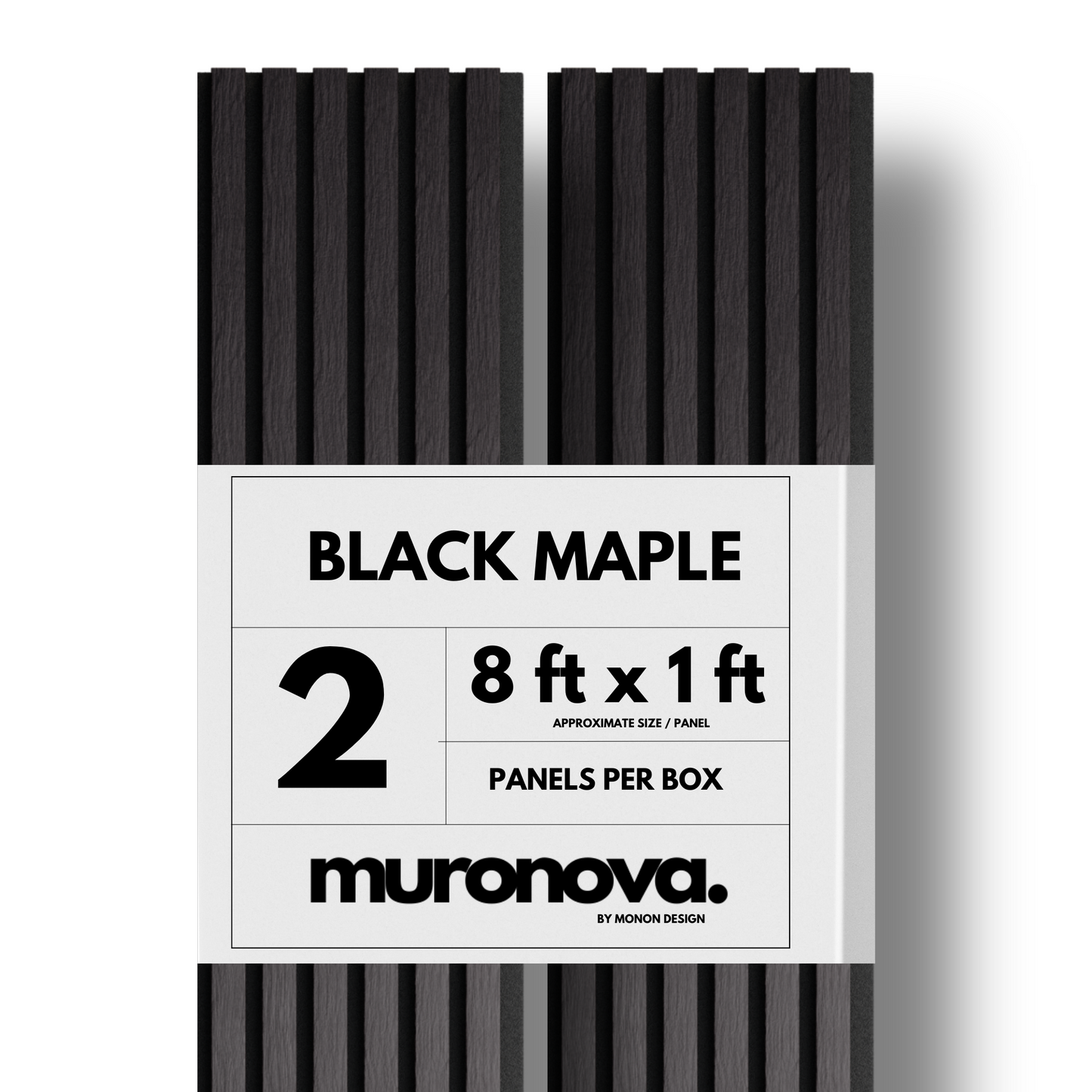 MURONOVA | Black Maple | Acoustic Wood Wall Panels | Soundproof Slat Wall Paneling | Decorative 3D Wall Panels | wall panels for interior wall decor | wall decor living room (2 pack of 94.5" x 11.2")