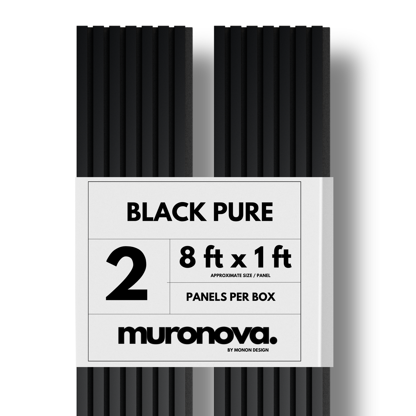 MURONOVA | Black Pure | Acoustic Wood Wall Panels | Soundproof Slat Wall Paneling | Decorative 3D Wall Panels | wall panels for interior wall decor | wall decor living room (2 pack of 94.5" x 11.2")
