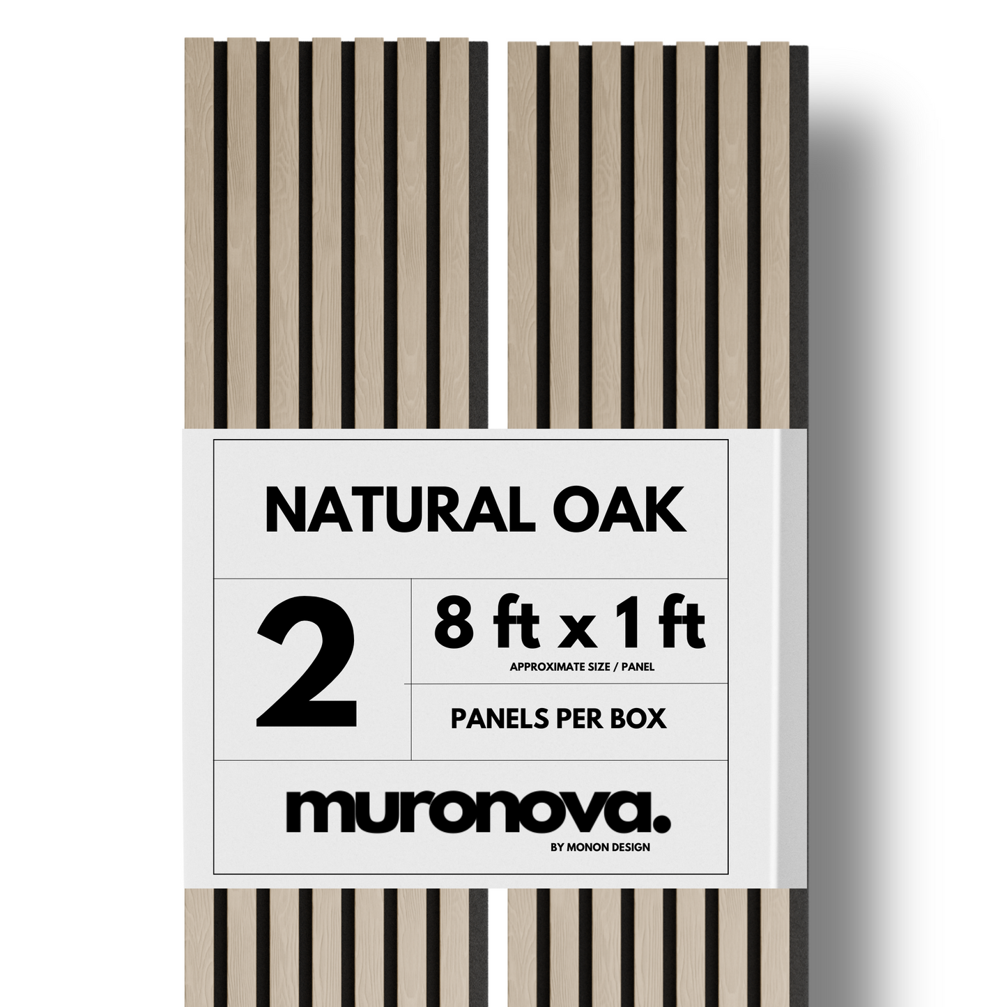 MURONOVA | Natural Oak | Acoustic Wood Wall Panels | Soundproof Slat Wall Paneling | Decorative 3D Wall Panels | wall panels for interior wall decor | wall decor living room (2 pack of 94.5" x 11.2")
