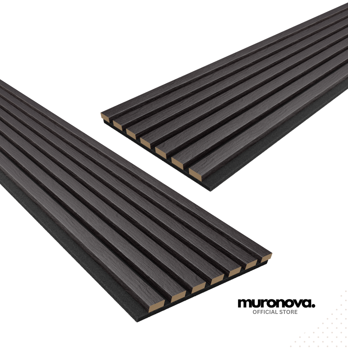 MURONOVA  | Black Maple | Acoustic Wood Wall Panels | Soundproof Slat Wall Paneling | Decorative 3D Wall Panels | wall panels for interior wall decor | wall decor living room (2 pack of 94.5" x 11.2")