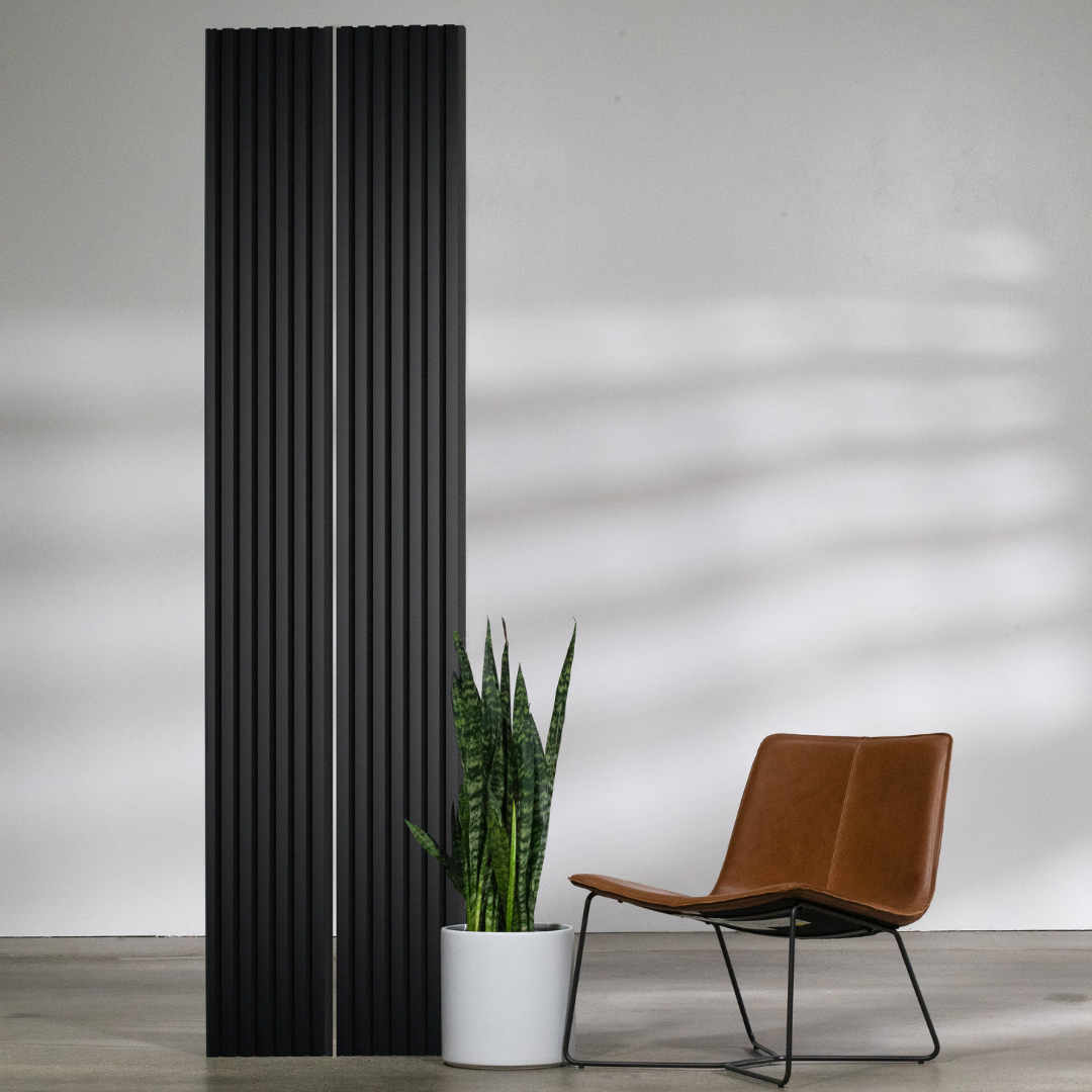 MURONOVA  | Black Pure | Acoustic Wood Wall Panels | Soundproof Slat Wall Paneling | Decorative 3D Wall Panels | wall panels for interior wall decor | wall decor living room (2 pack of 94.5" x 11.2")