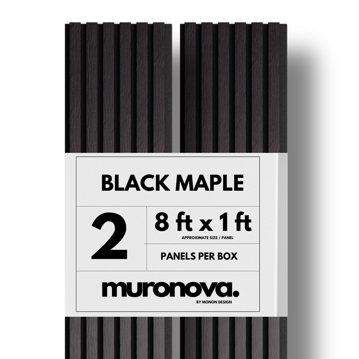 MURONOVA  | Black Maple | Acoustic Wood Wall Panels | Soundproof Slat Wall Paneling | Decorative 3D Wall Panels | wall panels for interior wall decor | wall decor living room (2 pack of 94.5" x 11.2")