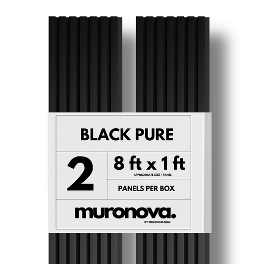 MURONOVA  | Black Pure | Acoustic Wood Wall Panels | Soundproof Slat Wall Paneling | Decorative 3D Wall Panels | wall panels for interior wall decor | wall decor living room (2 pack of 94.5" x 11.2")