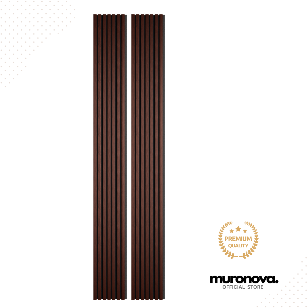 Acoustic Wood Wall Panels | Decorative 3D Wall Panels | wall panels for interior wall decor | wall decor living room (2 pack of 94.5" x 11.2")MURONOVA  | Mocha (Dark Walnut) | Ac