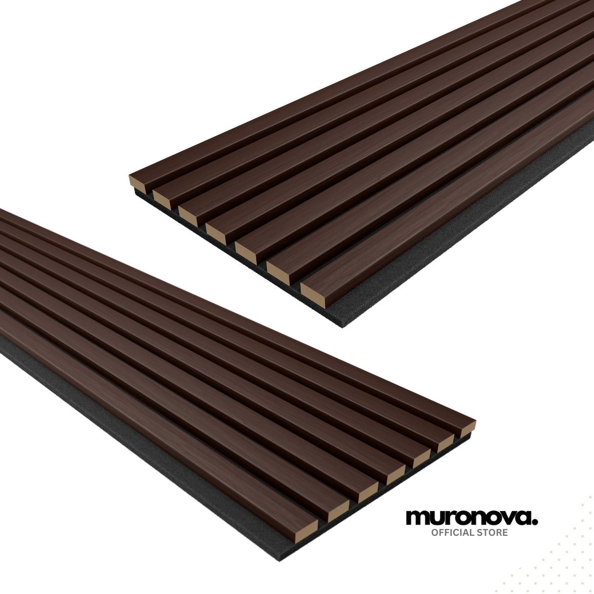 Acoustic Wood Wall Panels | Decorative 3D Wall Panels | wall panels for interior wall decor | wall decor living room (2 pack of 94.5" x 11.2")MURONOVA  | Mocha (Dark Walnut) | Ac