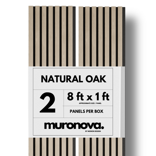 MURONOVA  | Natural Oak | Acoustic Wood Wall Panels | Soundproof Slat Wall Paneling | Decorative 3D Wall Panels | wall panels for interior wall decor | wall decor living room (2 pack of 94.5" x 11.2")