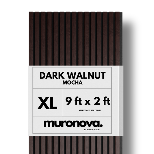 MURONOVA  | Dark Walnut (Mocha) XL | Acoustic Wood Wall Panels | Soundproof Slat Wall Paneling | Decorative 3D Wall Panels | wall panels for interior wall decor | wall decor living room (108" x 23.5")